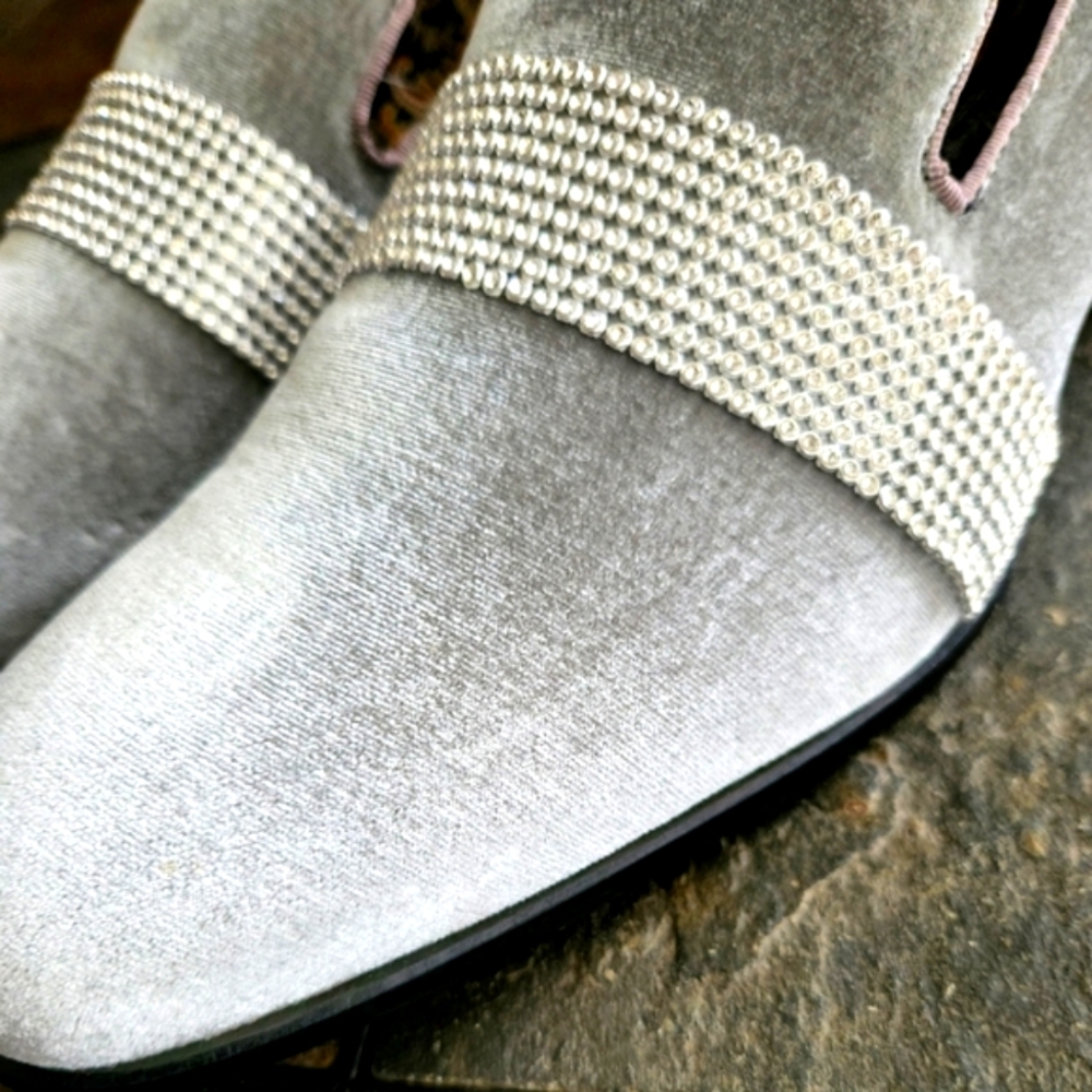 After Midnight Men's Gray Encrusted Lined Formal Hard Bottom Slip On Shoes - Picture 2 of 16